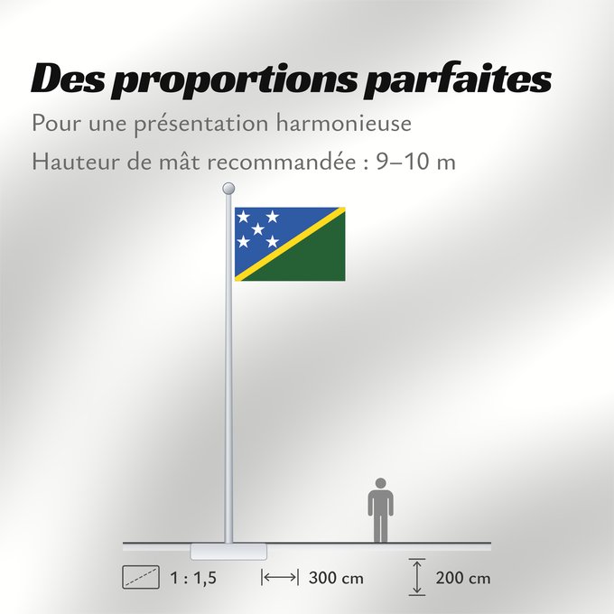 Proportions du drapeau : Solomon Islands îles Salomon Islas Salomón Salomonen Isole Salomone Salomonseilanden Ynysoedd Solomon Oileán Sholamón Brattagh ny h-Ellanyn Holomon Ynysow Salamon The Solomon Islands Salomonovih otokih
