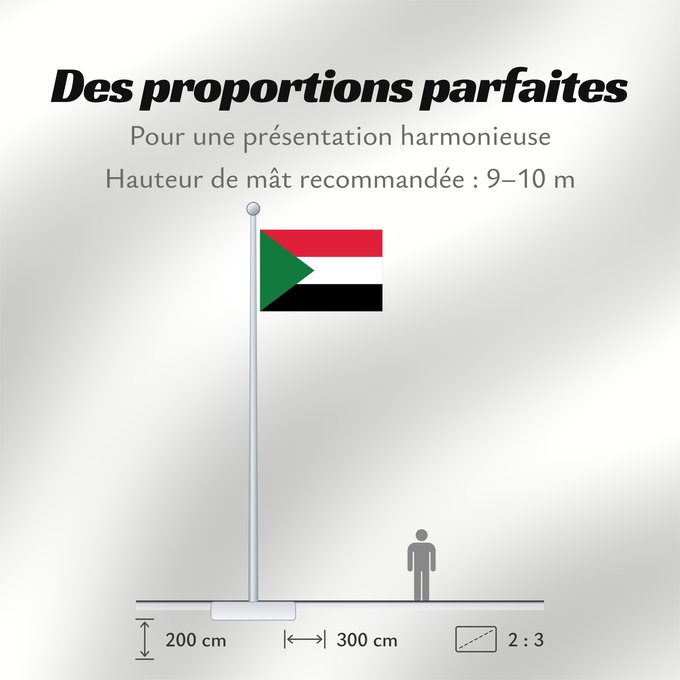 Proportions du drapeau : Sudan Soudan Sudán Soedan علم السودان Sudans