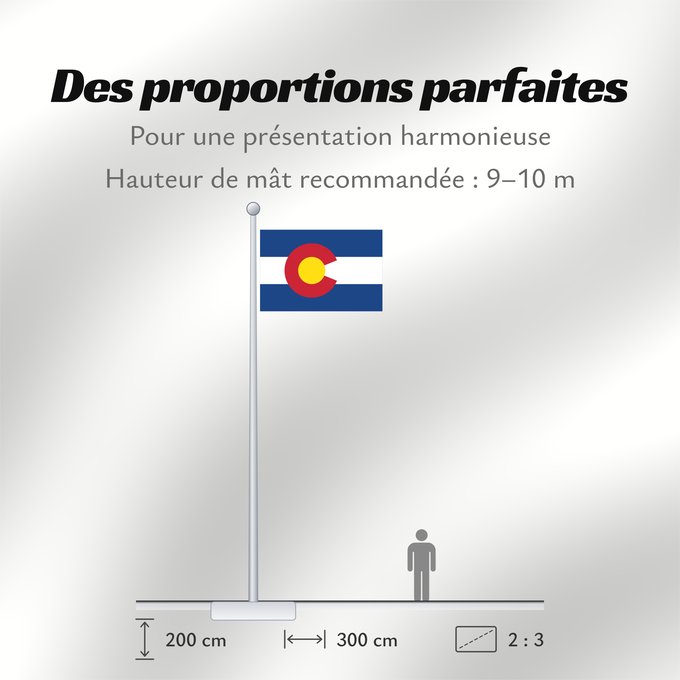 Proportions du drapeau : Colorado Colorado designed by Andrew Carlisle Carson ᎧᎶᏩᏓ ᎦᏓᏘ Ka hae Kololako Colorati Dibé nitsa hahoodzo bidah naatʼaʼí Флаг Колорадо Američke savezne države Kolorado