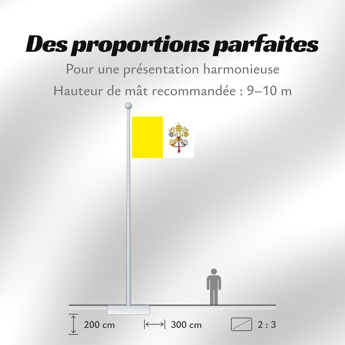 Proportions du drapeau : Vatican City 2023–present Vatican City State Vatican (Saint-Siège) Ciudad del Vaticano Vatikanstadt Città del Vaticano