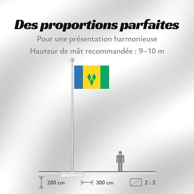 Proportions du drapeau : Saint Vincent and the Grenadines Saint-Vincent-et-les Grenadines San Vicente y las Granadinas St. Vincent und die Grenadinen Saint Vincent e Grenadine Флаг Сент-Винсента и Гренадин Saint Vincenta in Grenadin