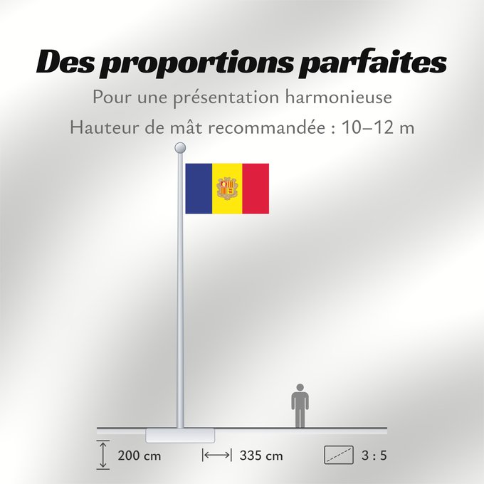 Proportions du drapeau : Andorra civil Andorra - civil version Andorre Andorra
