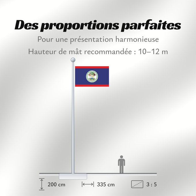 Proportions du drapeau : Belize Belice Banniel Belize Belizen Belizae Флаг Белиза Belizeja Belizes Quốc kỳ Belize
