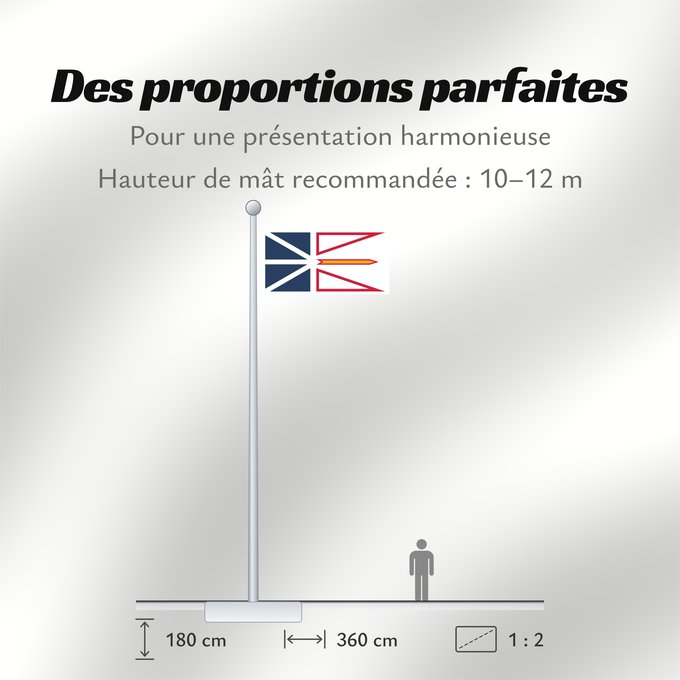 Proportions du drapeau : Newfoundland and Labrador	Terre-Neuve-et-Labrador	Terranova y Labrador	Neufundland und Labrador	Terranova	Banniel Douar-Nevez ha Labrador