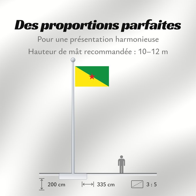 Proportions du drapeau : French Guiana	Guyane	Guayana Francesa	Französisch-Guayana	Guyana Francese