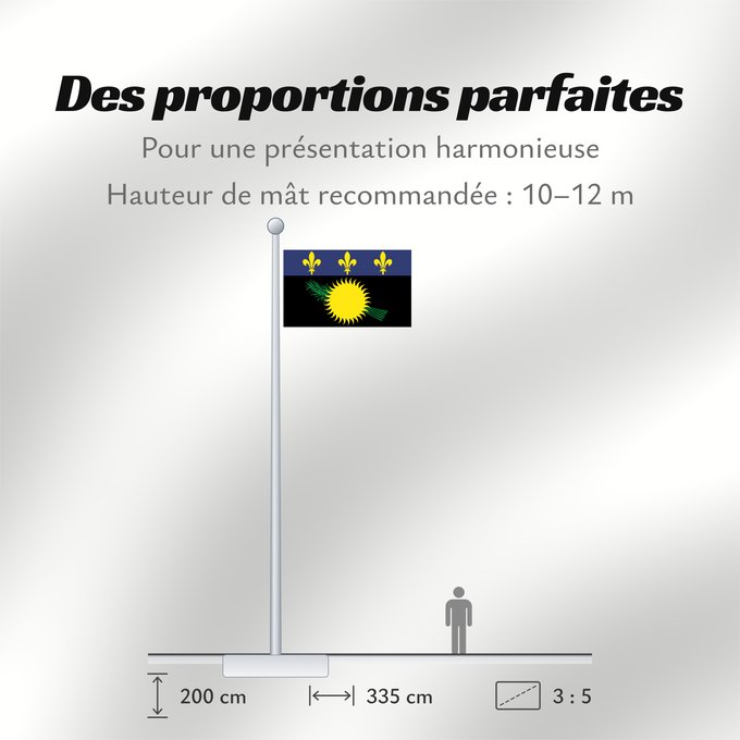 Proportions du drapeau : Unofficial flag of Guadeloupe  local	Unofficial local flag of Guadeloupe	Guadeloupe	Guadalupe. Uso no oficial	Guadalupa