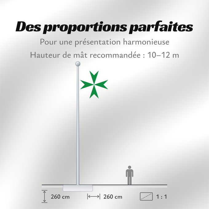 Proportions du drapeau : Militärischer und Hospitalischer Orden des Heiligen Lazarus von Jerusalem