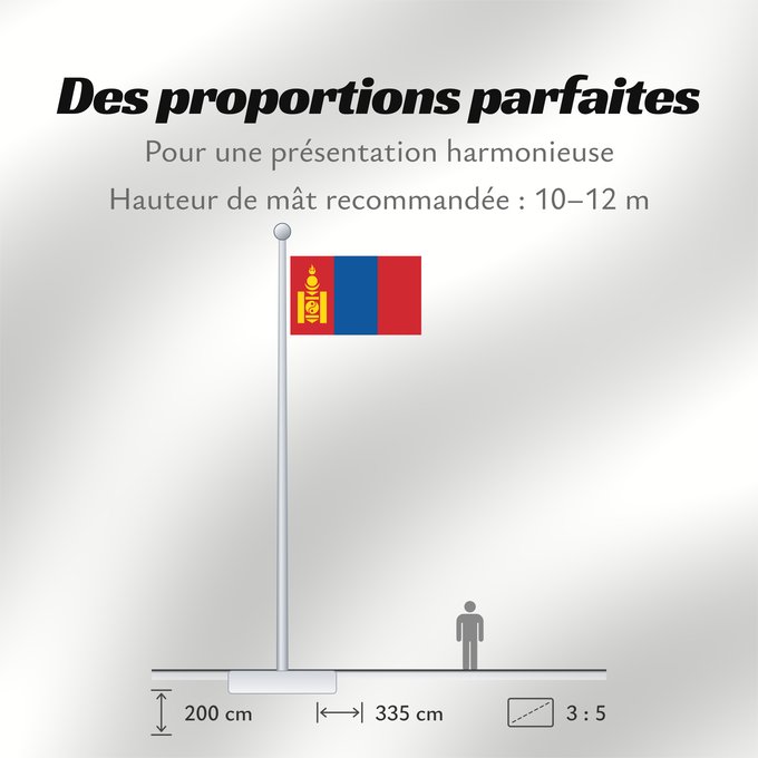 Proportions du drapeau : Mongolia Mongolie Mongolei علم منغوليا མོང་གོལ། དར་ཆ། Mūng-gū guók-gì Mongoolia lipp Mùng-kú-koet khì Моңғолия байрағы 몽골의 국기 Моңголстан туусу Знаме на Монголија .mw-parser-output Флаг Монголии Парчами Муғулистон Монголия байдаги Монголия байрагы Моңғул