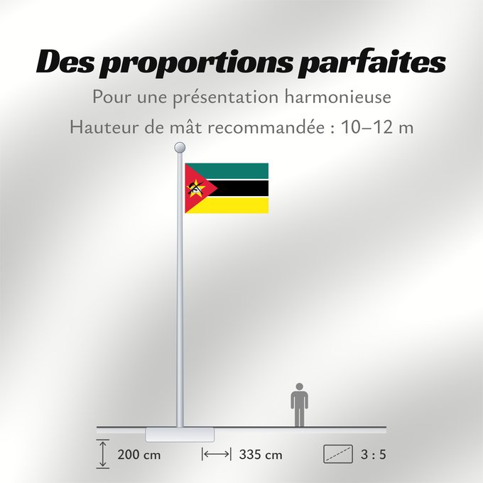 Proportions du drapeau : Mozambique Mosambik Mozambico Moçambique علم موزمبيق Mozambiko Mozambikas Republikas Sainan i Maozambika Флаг Мозамбика Mozambika Musaanbiiq Moçambiques Msumbiji
