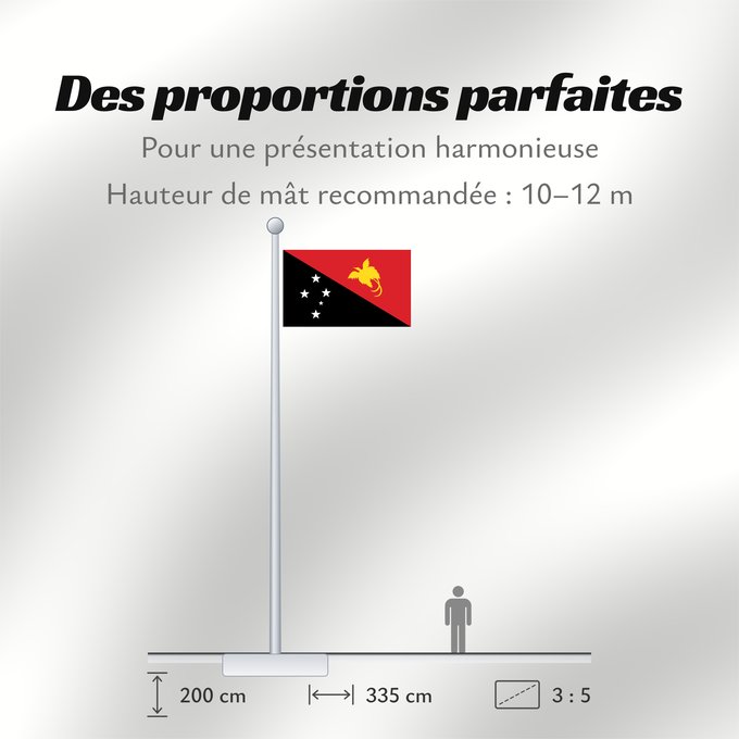 Proportions du drapeau : Papua New Guinea	Papua New GuineaColours Pantone 186 C for red and 116 C for yellow	Papouasie-Nouvelle-Guinée	Papúa Nueva Guinea	Papua-Neuguineas	Papua Nuova Guinea	Papoea-Nieuw-Guinea	Papua-Nova Guiné	Papui-Nowej Gwinei	علم بابوا غينيا الجديدة	পাপুয়া নি