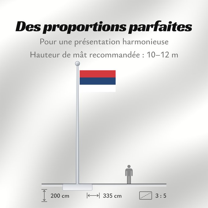 Proportions du drapeau : Civil Flag of Serbia	Civil flag of Serbia	Serbie	Serbia	Serbien	Гражданско знаме на Сърбия	Народна застава Србије	Narodna zastava Srbije	Nemzeti zászló szerbia	Народный  гражданский  флаг Сербии	Srbská národná vlajka	Kombëtar i Serbisë
