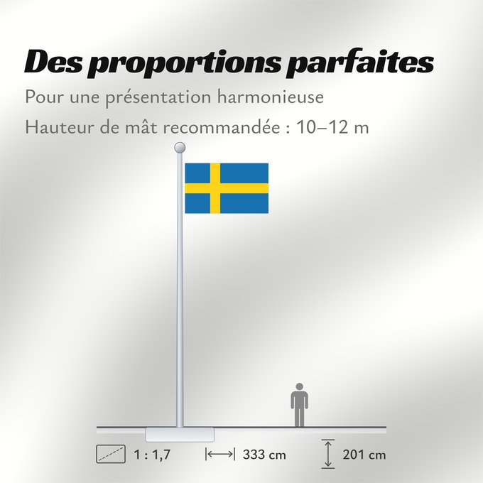 Proportions du drapeau : Sweden	Suède	Suecia	Schweden	Svezia