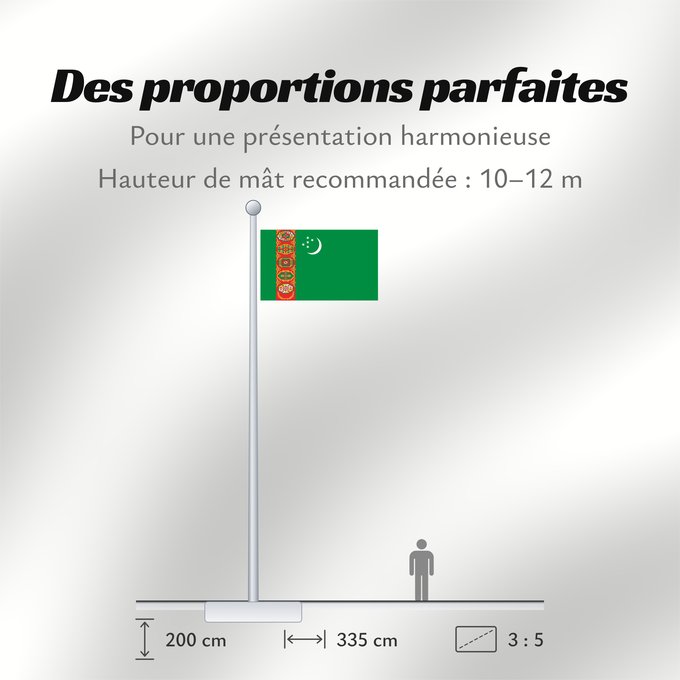 Proportions du drapeau : Turkmenistan Turkmenistan !Turkménistan Turkmenistán