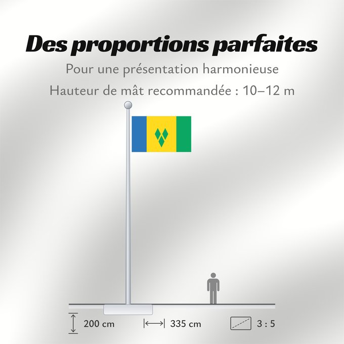 Proportions du drapeau : Saint Vincent and the Grenadines	Saint-Vincent-et-les Grenadines	San Vicente y las Granadinas	St. Vincent und die Grenadinen	Saint Vincent e Grenadine	Флаг Сент-Винсента и Гренадин	Saint Vincenta in Grenadin
