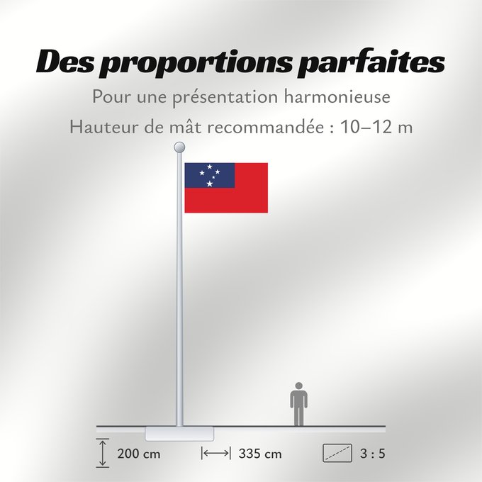 Proportions du drapeau : Samoa	Pīwari o Hāmoa	Samoe	Fu‘a o Sāmoa