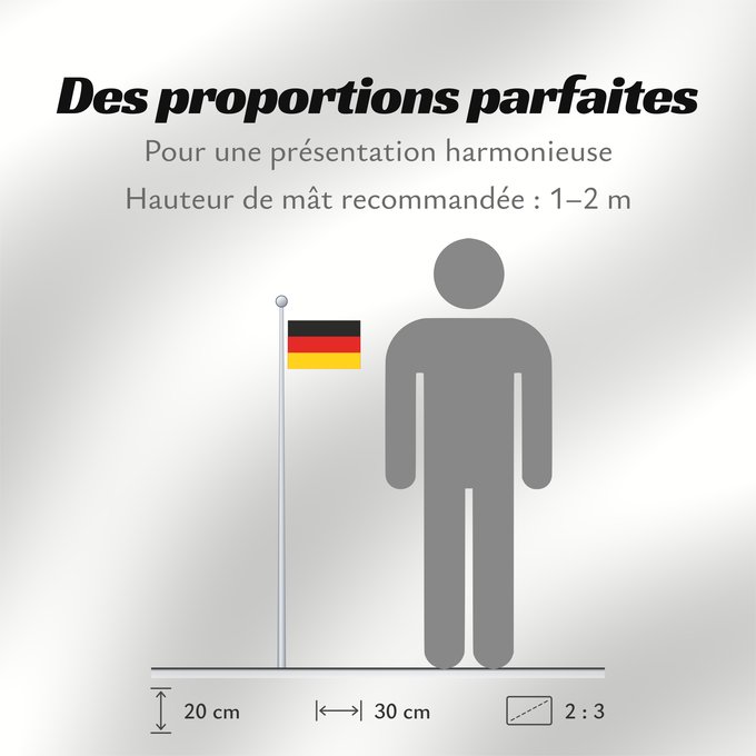 Proportions du drapeau : Germany	Allemagne	Alemania	Deutschland	Germania