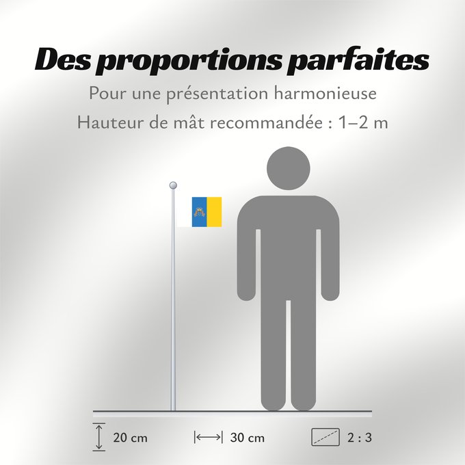 Proportions du drapeau : Canary Islands Communauté autonome des îles Canaries Espagne Comunidad Autónoma de Canarias España Kanarischen Inseln Isole Canarie カナリア諸島自治州の州旗。