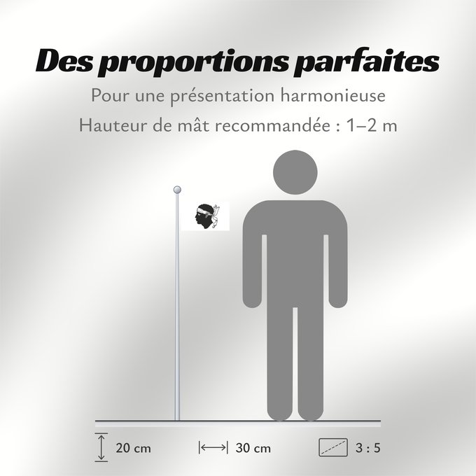 Proportions du drapeau : Corsica	Corse	Córcega	Korsika	Korsyki	Couleu de la Corse	Vu Korsika	Banniel Korsika	Corsicae	Corsega