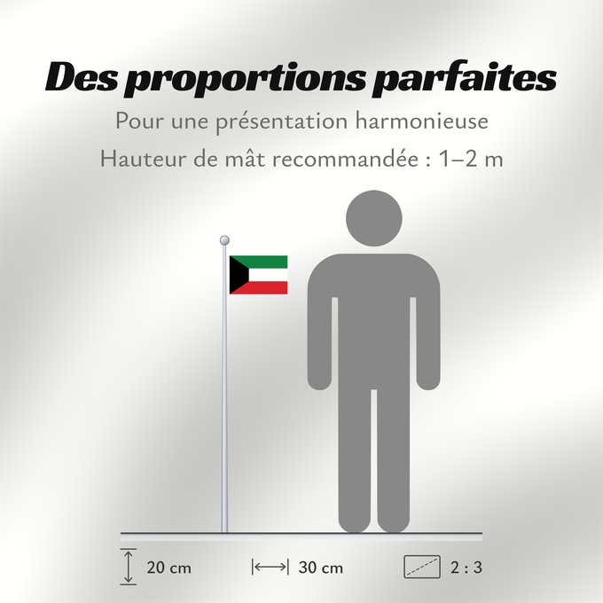 Proportions du drapeau : Kuwait Koweït Kuwaitlabel QS Les