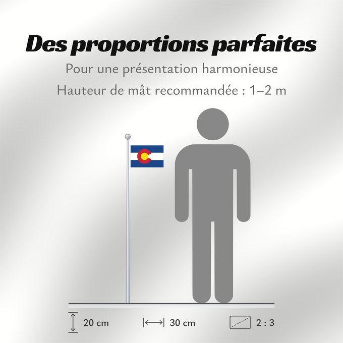 Proportions du drapeau : Colorado Colorado designed by Andrew Carlisle Carson ᎧᎶᏩᏓ ᎦᏓᏘ Ka hae Kololako Colorati Dibé nitsa hahoodzo bidah naatʼaʼí Флаг Колорадо Američke savezne države Kolorado