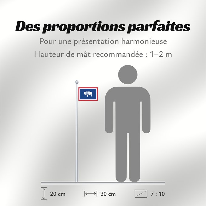 Proportions du drapeau : Wyoming Ka hae Waiomina Vyominae Wááʼóómii Hahoodzo bidah naatʼaʼí Флаг Вайоминга Američke savezne države Vajoming