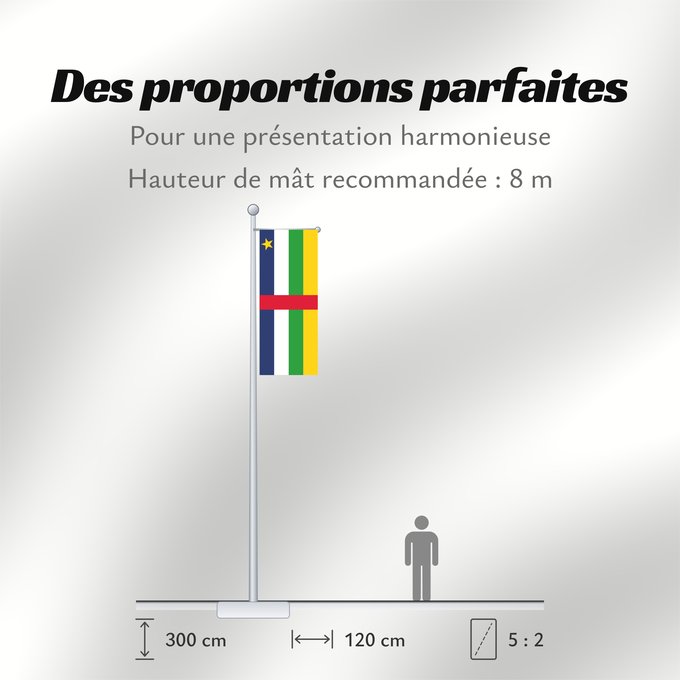 Proportions du drapeau : Central African Republic	The proportions of this flag are 3 2; however	République centrafricaine	República Centroafricana	Zentralafrikanischen Republik	Repubblica Centrafricana	Centraal-Afrikaanse Republiek	علم جمهورية أفريقيا الوسطى	Af den Central Afrika