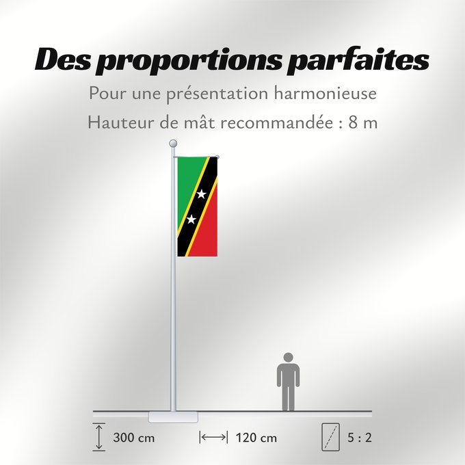 Proportions du drapeau : Saint Kitts and Nevis	Saint-Christophe-et-Niévès	San Cristóbal y Nieves	St. Kitts und Nevis	Saint Kitts e Nevis	Saint Kitts a Nevis	Shan Críostóir-Nimheas	Sen Kitts ha Nevis	Флаг Сент-Китса и Невиса	Saunt Kitts an Nevis	Saint Kittsa in Nevisa