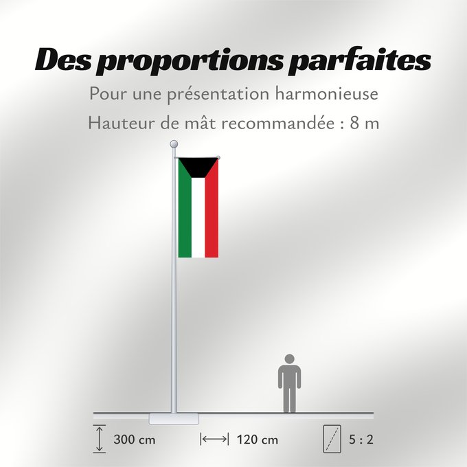Proportions du drapeau : Kuwait Koweït Kuwaitlabel QS Les