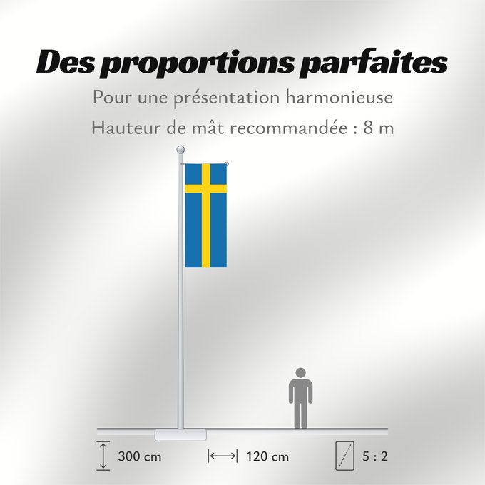 Proportions du drapeau : Sweden Suède Suecia Schweden Svezia