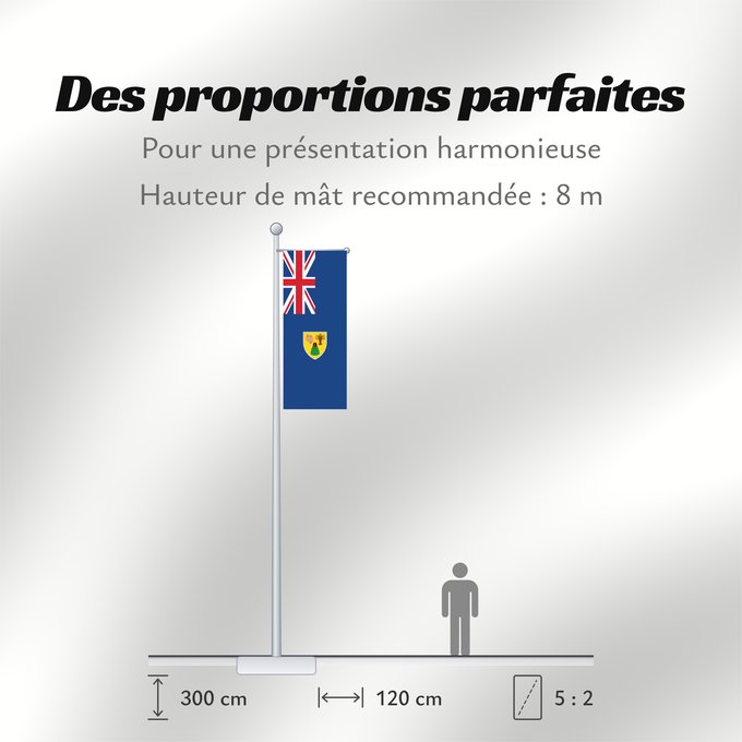 Proportions du drapeau : Turks and Caicos Islands Turques et caiques !Îles Turques-et-Caïques Islas Turcas y Caicos Turks- und Caicosinseln Turks e Caicos Ynysoedd Turks a Caicos DTurcach agus Caicos Turks ha Kaykos Флаг Тёркса и Кайкоса