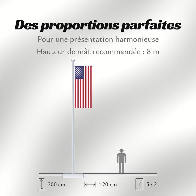 Proportions du drapeau : United States États-Unis Estados Unidos Vereinigte Staaten von Amerika Stati Uniti