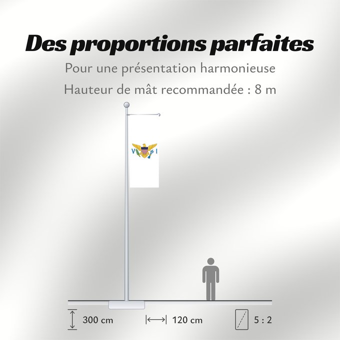 Proportions du drapeau : United States Virgin Islands Virgin Islands, U.S. îles Vierges américaines Islas Vírgenes de los Estados Unidos Amerikanischen Jungferninseln Isole Vergini statunitensi Amerikaanse Maagdeneilanden Wysp Dziewiczych Stanów Zjednoczonych Amerikanske Jomfruøe
