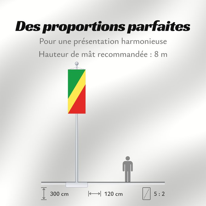 Proportions du drapeau : Republic of the Congo Congo République du Congo República del Congo Republik Kongo Repubblica del Congo República do Congo علم الكونغو Banniel Republik Kongo La Respubliko Kongo Kongoar bandera پرچم جمهوری کنگو Dalapo ya Repubilika ya Kongo Bɛndɛ́lɛ ya Re