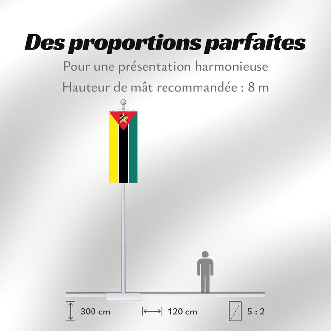 Proportions du drapeau : Mozambique	Mosambik	Mozambico	Moçambique	علم موزمبيق	Mozambiko	Mozambikas Republikas	Sainan i Maozambika	Флаг Мозамбика	Mozambika	Musaanbiiq	Moçambiques	Msumbiji