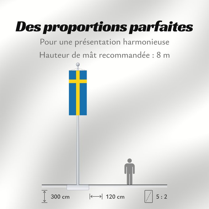 Proportions du drapeau : Sweden	Suède	Suecia	Schweden	Svezia