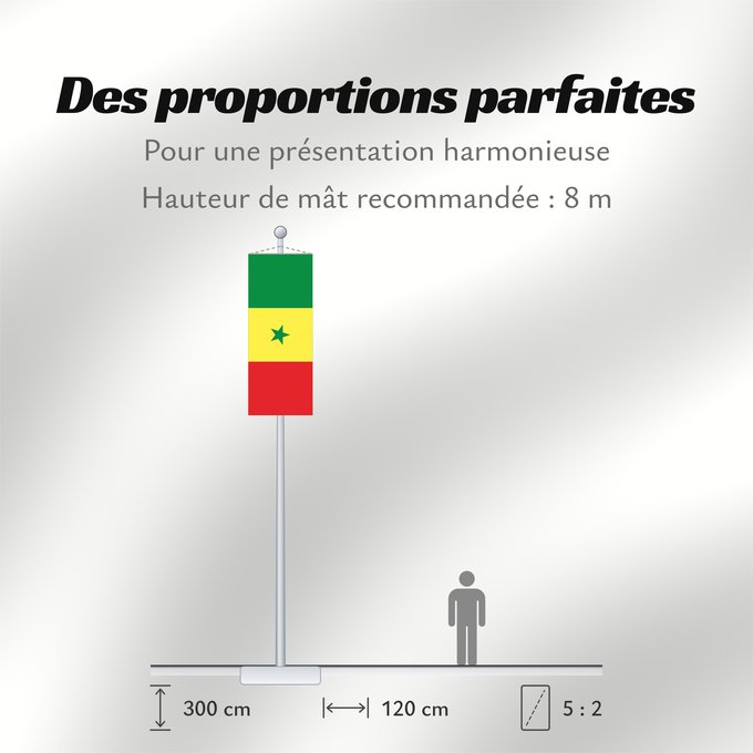 Proportions du drapeau : Senegal Sénégal Senegalo پرچم سنگال Senegala