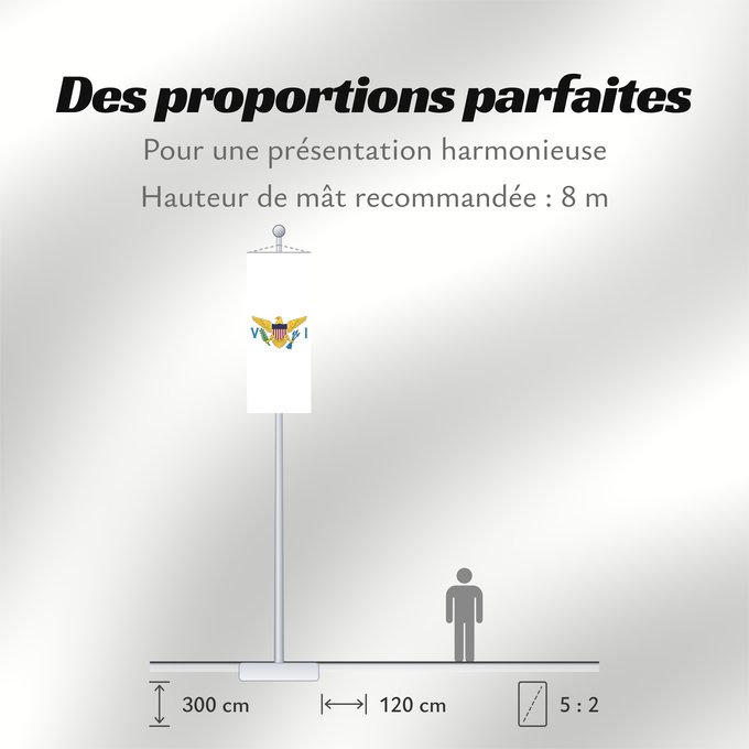 Proportions du drapeau : United States Virgin Islands	Virgin Islands, U.S.	îles Vierges américaines	Islas Vírgenes de los Estados Unidos	Amerikanischen Jungferninseln	Isole Vergini statunitensi	Amerikaanse Maagdeneilanden	Wysp Dziewiczych Stanów Zjednoczonych	Amerikanske Jomfruøe