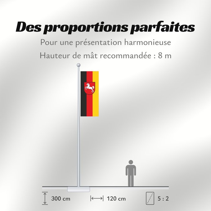 Proportions du drapeau : Lower Saxony	Baja Sajonia	Niedersachsen	Bassa Sassonia