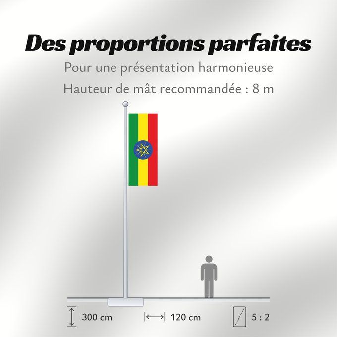 Proportions du drapeau : Ethiopia Éthiopie Etiopía Äthiopien Dell Etiopia የኢትዮጵያ ሰንደቅ ዓላማ Etiopie Σημαία της Αιθιοπίας Alaabaa Itoophiyaa Itoobiya Etiopiens