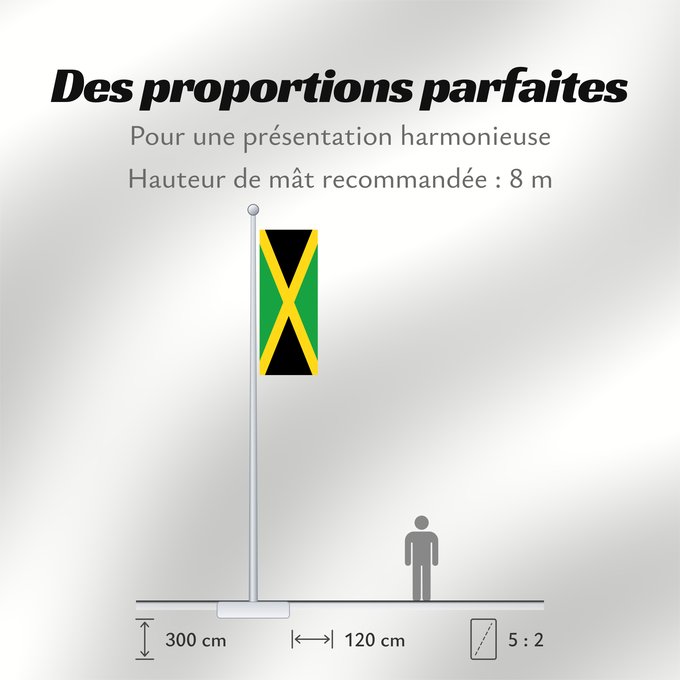 Proportions du drapeau : Jamaica Jamaïque Jamaika Giamaica Флаг Ямайки Jamajke Прапор Ямайки