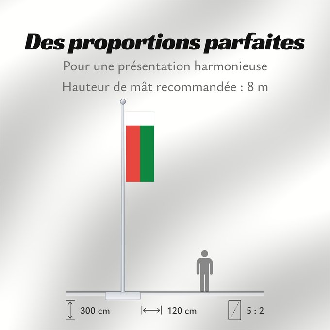 Proportions du drapeau : Madagascar	Madagaskar