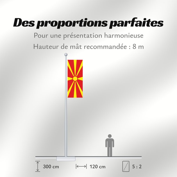 Proportions du drapeau : Macedonia	Republic of Macedonia	République de Macédoine	República de Macedonia	Republik Mazedonien	Repubblica di Macedonia	Republiek Macedonië	Macedonii	علم مقدونيا	Знамето на Република Македония	Makedoonia lipp	マケドニアの国旗	Знаме на Република Македонија	Drža