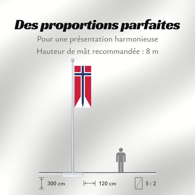 Proportions du drapeau : Norway	Norvège	Noruega	Norwegen	Norvegia	Noorwegen	Norwegii	Þjóðfáni Noregs	Banniel Norvegia	Norska	Norwy	Norges	Norvegio	Noregs	Norveške	Norski fáninn	Norvegiae	Norges flagg	Det norske flagget	Norgga leavga	Stän Norgäna