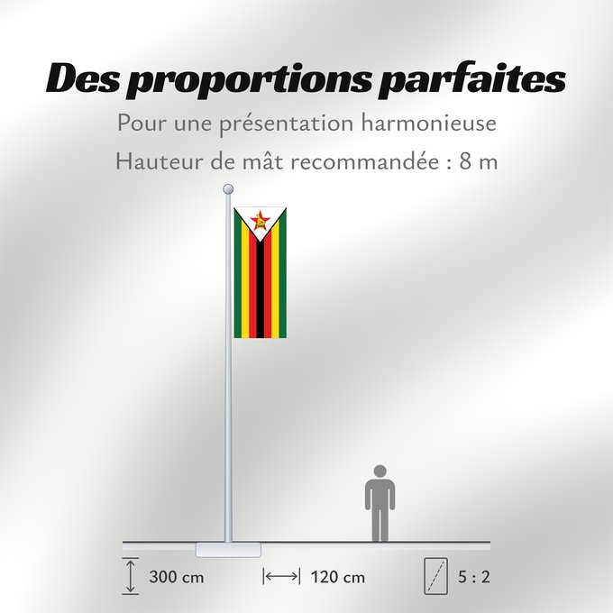 Proportions du drapeau : Zimbabwe Zimbabue Simbabwe Zimbawe Zimbabwes Zimbabvo Mbendera ya Zimbabwe Zimbabveja Mureza weZimbabwe Folaga ye Zimbabwe Folaga la Zimbabwe Folaga la Zimbagwe