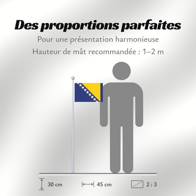 Proportions du drapeau : Bosnia and Herzegovina Bosnie-Herzégovine Bosnia y Herzegovina Bosnien und Herzegowina Bosnia-Erzegovina Bosnië en Herzegovina Bośni i Hercegowiny علم البوسنة والهرسك Bosne i Hercegovine Bosny a Hercegoviny Боснꙑ ꙁнамѧ / Ⰱⱁⱄⱀⱏⰺ ⰸⱀⰰⰿⱔ Bosnien-Hercegovinas
