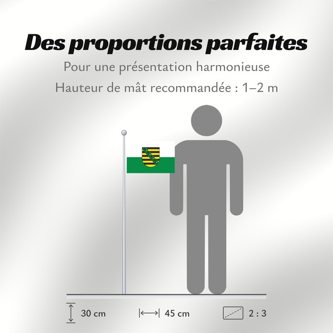 Proportions du drapeau : Saxony	Civil flag of Saxony	Saxe	Sajonia	Landesflagge Sachsens	Sassonia	Sachsens	Chorhoj Sakskeje	Flaage fon Saksen