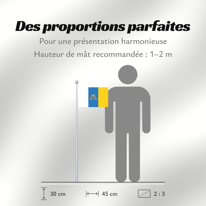 Proportions du drapeau : Canary Islands Communauté autonome des îles Canaries Espagne Comunidad Autónoma de Canarias España Kanarischen Inseln Isole Canarie カナリア諸島自治州の州旗。