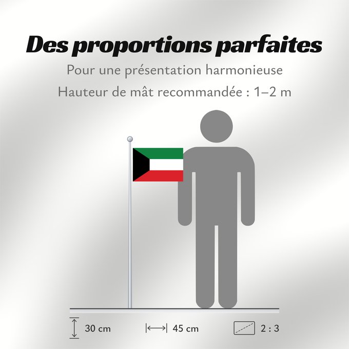 Proportions du drapeau : Kuwait Koweït Kuwaitlabel QS Les
