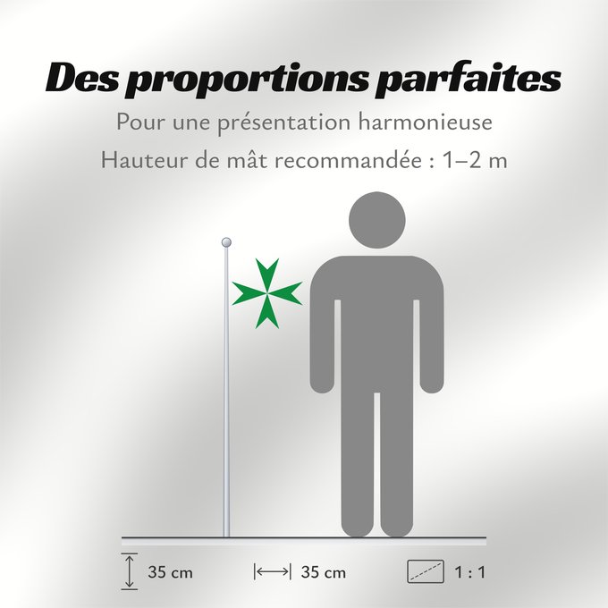 Proportions du drapeau : Militärischer und Hospitalischer Orden des Heiligen Lazarus von Jerusalem