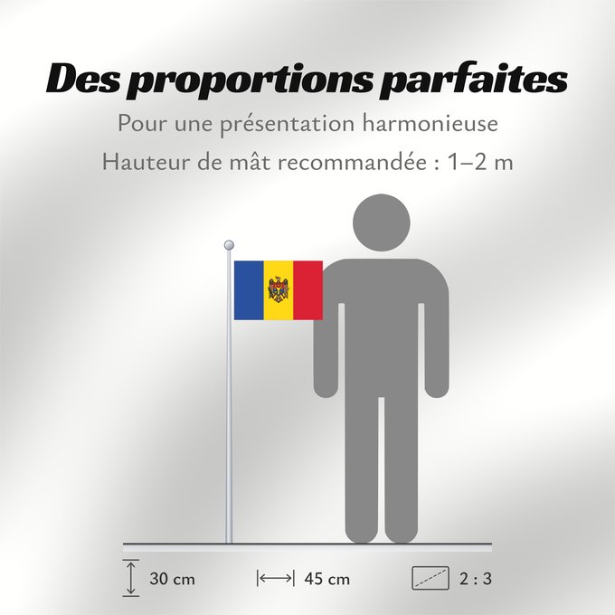 Proportions du drapeau : Moldova Moldavie Moldavia Moldawien (Republik Moldau)